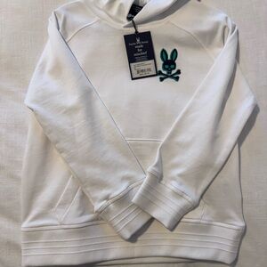 Psycho Bunny White Hoodie with Green Logo